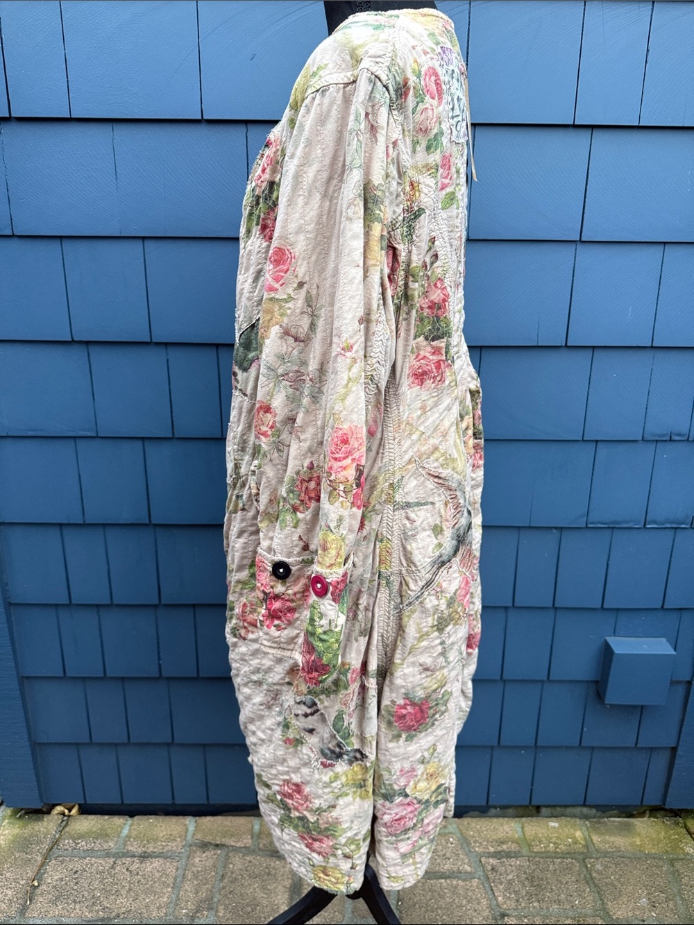Magnolia Pearl Quilted Cream Jacket Leni Pink & Green Floral Print One size - Picture 9 of 11